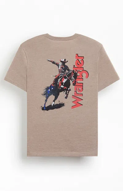 Wrangler Men's Red White Blue Cowboy T-shirt In Taupe In Brown