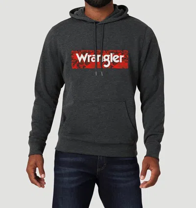 Wrangler Men's Regular Fit Pullover Hoodie In Caviar Heather In Multi