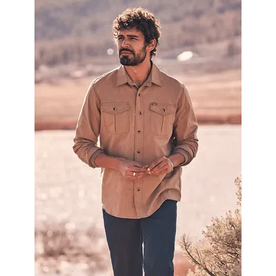 Wrangler Men's Relaxed Fit Stretch Shirt In Brown Duck Heather