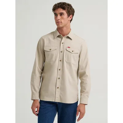 Wrangler Men's Relaxed Fit Stretch Shirt In Feather Grey In Gray