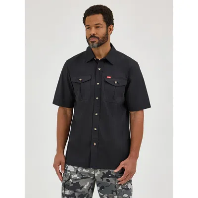 Wrangler Men's Relaxed Stretch Poplin Shirt In Caviar In Black