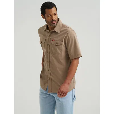 Wrangler Men's Relaxed Stretch Poplin Shirt In Ermine Heather In Neutral
