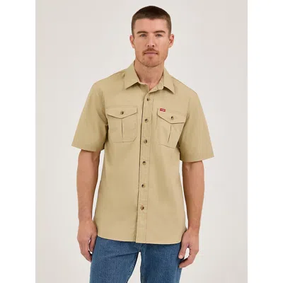 Wrangler Men's Relaxed Stretch Poplin Shirt In Twill In Nude