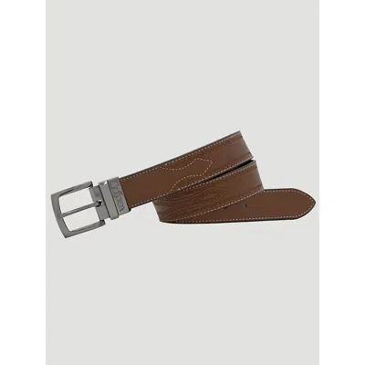 Wrangler Men's Reversible Embossed Pattern Western Belt In Tan/black In Brown
