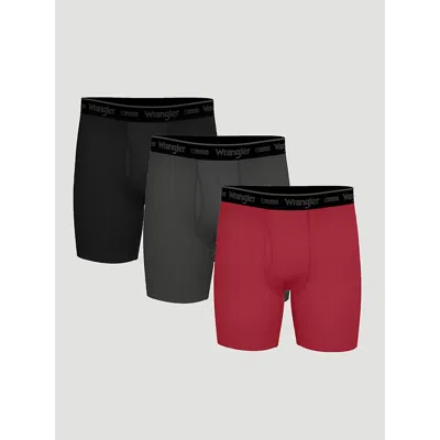 Wrangler Men's Riggs Cooling Boxer Brief (3-pack) In Black/charcoal/red In Multi