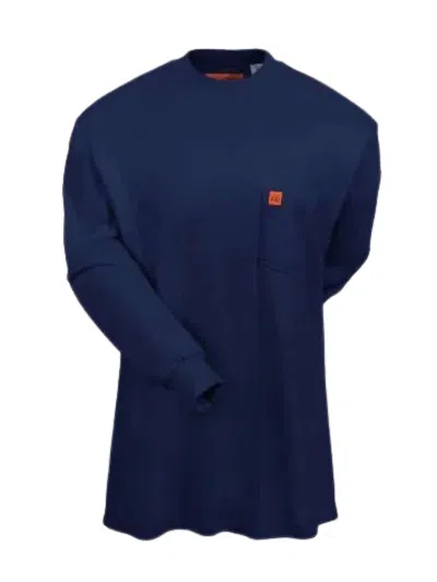 Wrangler Men's Riggs Workwear Fire Resistant Henley Top In Navy In Blue