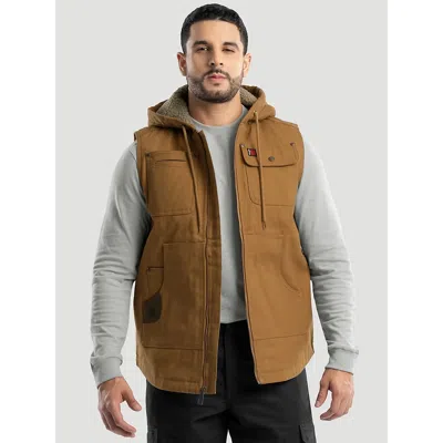 Wrangler Men's Riggs Workwear® Hooded Sherpa Lined Vest In Duck Brown