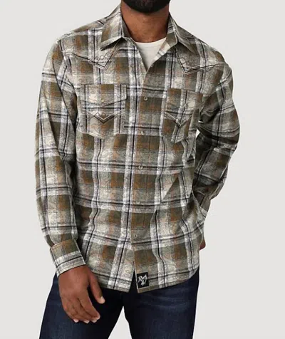 Wrangler Rock 47 Snap Shirt In Tan In Multi