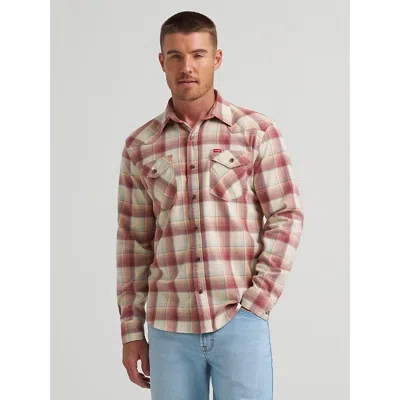 Wrangler Men's Slim Fit Plaid Shirt In Apple Butter In Multi