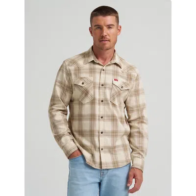 Wrangler Men's Slim Fit Plaid Shirt In Fog In Neutral