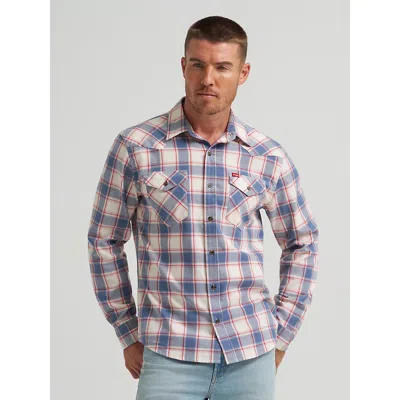 Wrangler Men's Slim Fit Plaid Shirt In Patriot Red In Multi