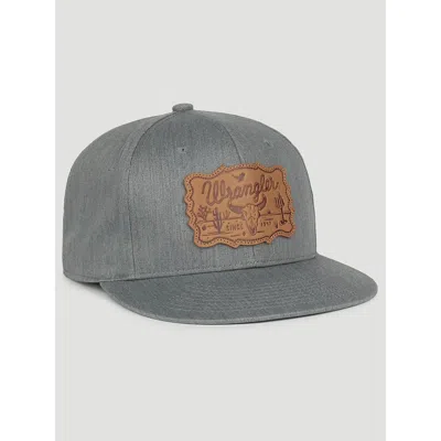 Wrangler Men's Steerhead Leather Patch Baseball Cap In Grey In Gray