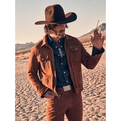 Wrangler Men's Suede Blue Bell Jacket In Cherry Mahogany In Brown