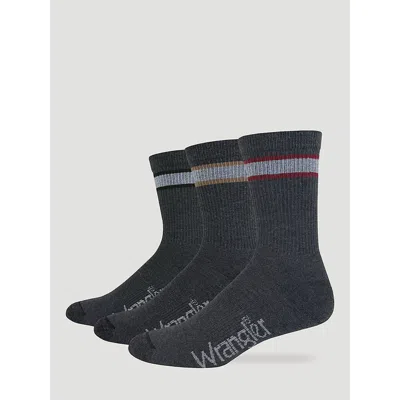 Wrangler Men's Thick Stripe Micro Crew Socks (2-pack) In Grey In Black