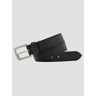 Wrangler Men's Triple Stitch Bison Leather Belt In Black