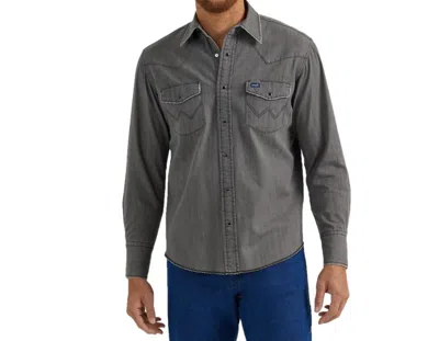 Wrangler Men's Wash Denim Shirt In Vintage Black In Gray