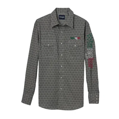 Wrangler Men's Western Mexico Snap Down Long Sleeves In Black In Gray