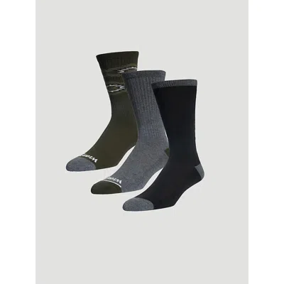 Wrangler Men's Western Novelty Crew Socks (3-pack) In Military Green In Multi