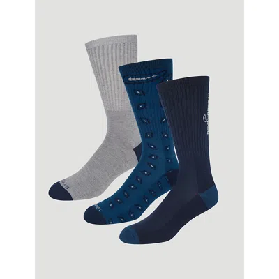 Wrangler Men's Western Novelty Crew Socks (3-pack) In Navy In Multi