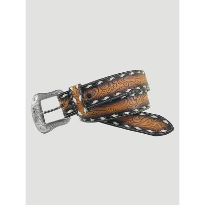 Wrangler Men's Whip Stitch Embossed Belt In Tan In Brown
