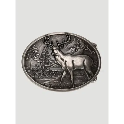 Wrangler Men's Wilderness Deer Belt Buckle In Silver In Gray