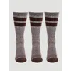 Wrangler Men's Wool Stripe Work Socks (3-pack) In Brown In Multi