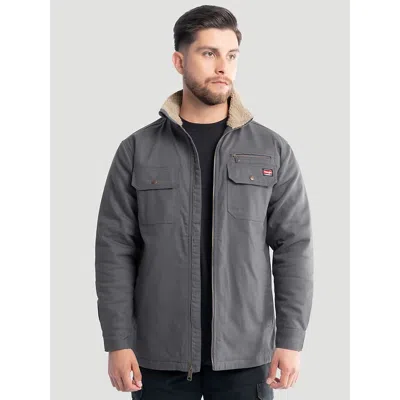 Wrangler Men's Workwear Faux Shearling Lined Jacket In Grey In Gray