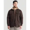 Wrangler Men's Workwear Faux Shearling Lined Jacket In Java Brown In Brown