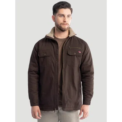 Wrangler Men's Workwear Faux Shearling Lined Jacket In Java Brown