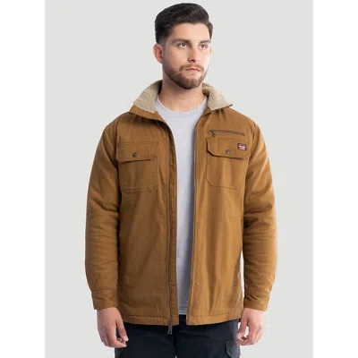Wrangler Men's Workwear Faux Shearling Lined Jacket In Rubber Brown