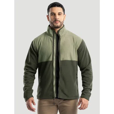 Wrangler Men's  Atg™ Color Block Mock Neck Jacket In Tan/green