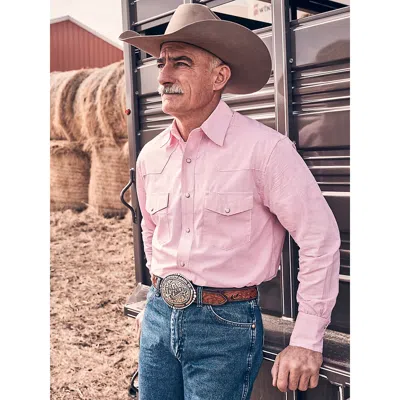 Wrangler Men's  Bucking Cancer Western Snap Shirt In Fuschia Pink