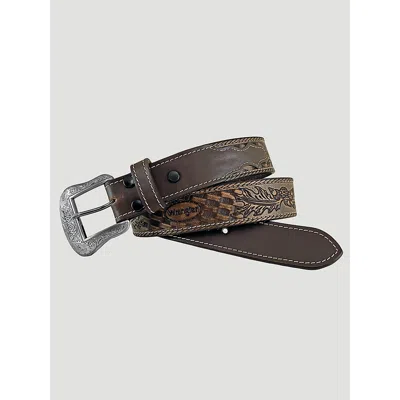 Wrangler Men's  Embossed Carved Belt In Tan In Brown