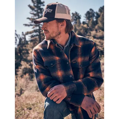 Wrangler Men's  Quilt Lined Flannel Shirt Jacket In Night Sky In Multi