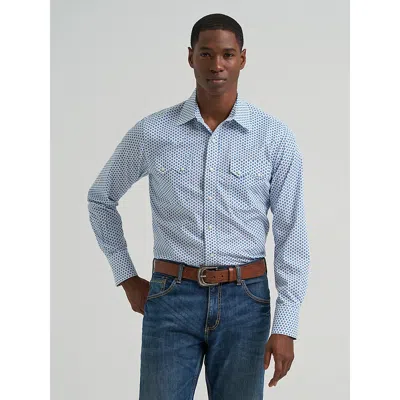 Wrangler Men's  Retro® Long Sleeve Sawtooth Snap Pocket Western Shirt In Blue Bee