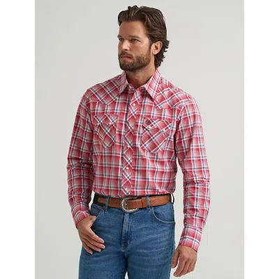 Wrangler Men's  Retro® Long Sleeve Sawtooth Snap Pocket Western Shirt In Red Vermilion