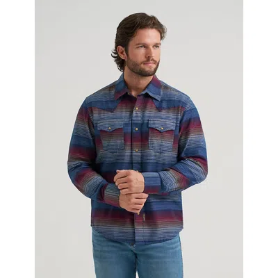 Wrangler Men's  Retro® Premium Long Sleeve Western Snap Printed Shirt In Dark Americana In Blue