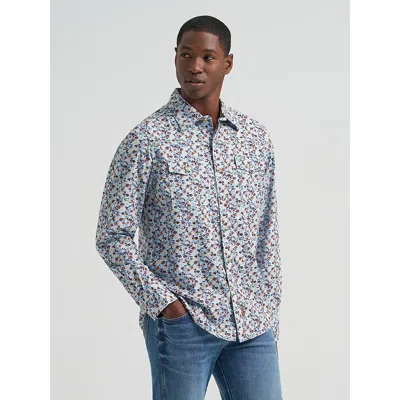 Wrangler Men's  Retro® Premium Long Sleeve Western Snap Printed Shirt In Floral Fig In Blue