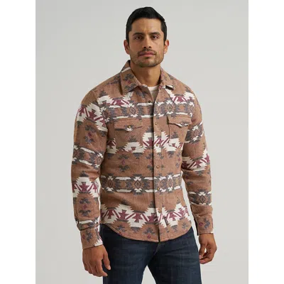 Wrangler Men's  Retro® Premium Western Snap Jacquard Shirt In Brown Arrowhead