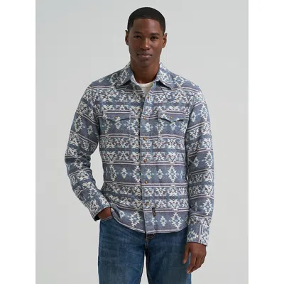 Wrangler Men's  Retro® Premium Western Snap Jacquard Shirt In Grey Canyon In Blue