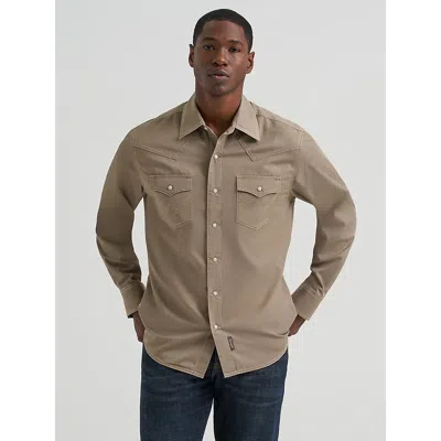 Wrangler Men's  Retro® Premium Western Snap Solid Shirt In Tan In Brown