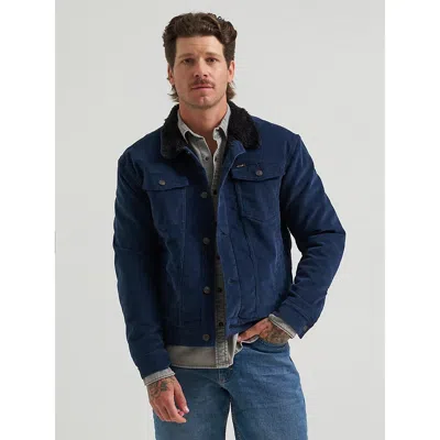 Wrangler Men's ® Sherpa Lined Corduroy Trucker Jacket In Black Iris In Blue