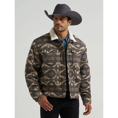Wrangler Men's ® Sherpa Lined Jacquard Print Jacket In Elmwood In Grey