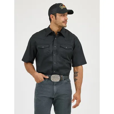 Wrangler Men's ® Short Sleeve Solid Western Snap Sport Shirt In Black