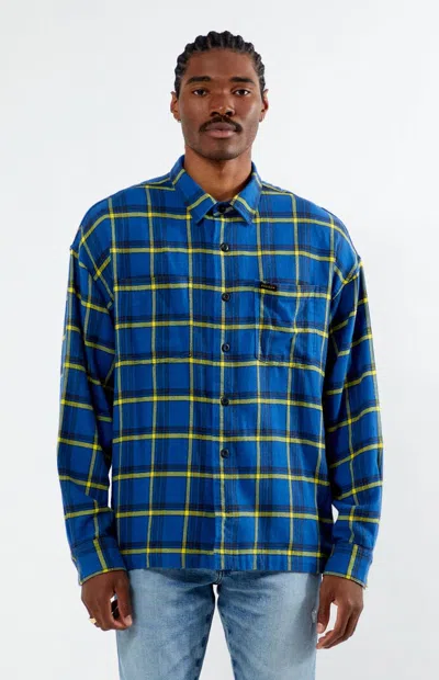 Wrangler Men's X Pacsun Blue Long Sleeve Classic Flannel Shirt