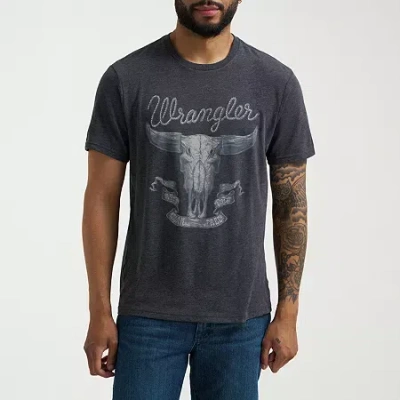 Wrangler Mens Crew Neck Short Sleeve Regular Fit Graphic T-shirt In Gray
