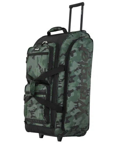Wrangler Multi-pocket Large Upright Rolling Duffel In Green Camo