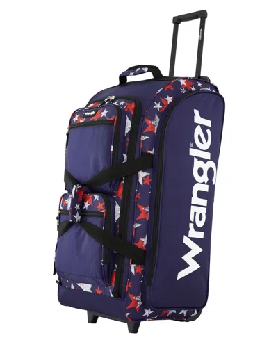 Wrangler Multi-pocket Large Upright Rolling Duffel In Navy Flag