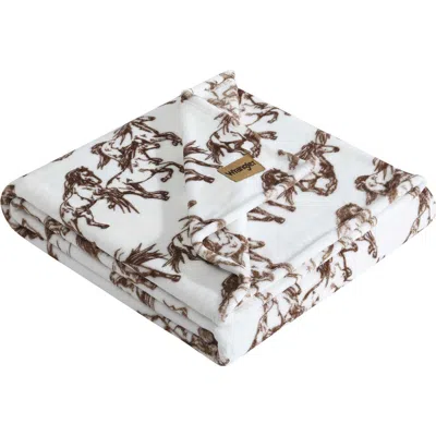 Wrangler Mustang Horses Plush Fleece Blanket In Multi