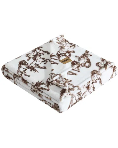 Wrangler Mustangs Ultra Soft Plush Fleece Reversible Throw Blanket